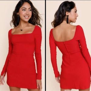 Francesca’s Red Long Sleeve Dress HOLIDAY PARTY COCTAIL- Size XS